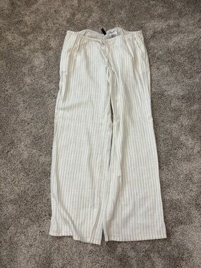 Cream Stripe Linen Pants NWOT